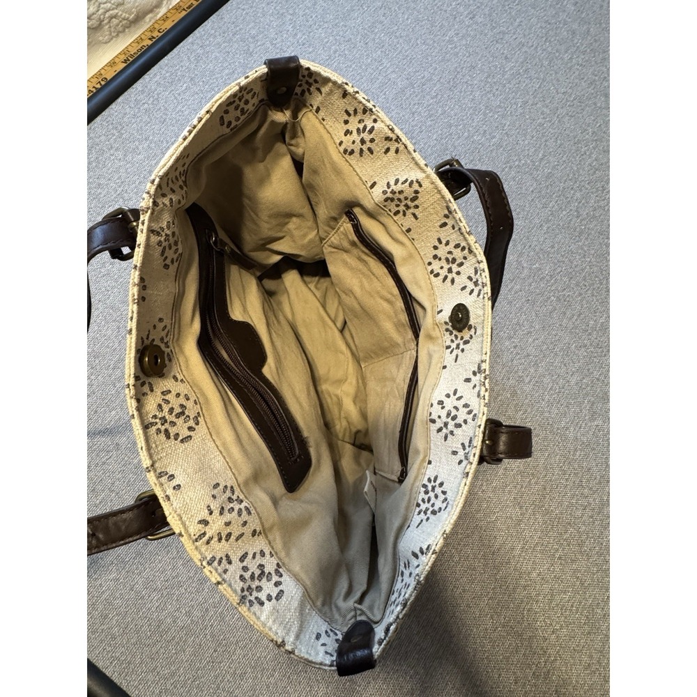 Lucky Brand Tote Bag Cotton Linen Canvas Tassels Dbl Handles Striped‎ Shoulder - Picture 3 of 12